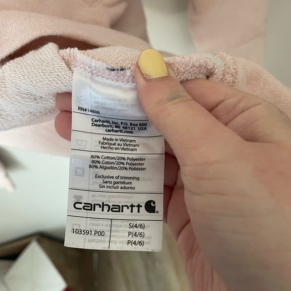 Carhartt Pink Pullover Hoodie with Drawstring Hood - Picture 6 of 7